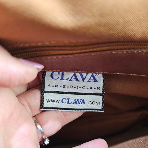 Clava American Leather Gusset Laptop Messenger Style Bag Case Brown 13x10x5 Vtg - Picture 5 of 13